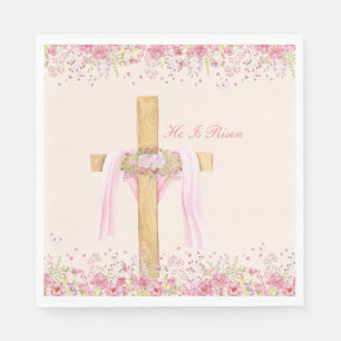 He Is Risen Christian Easter Personalized Napkin