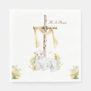 He Is Risen Christian Easter Personalized Napkin