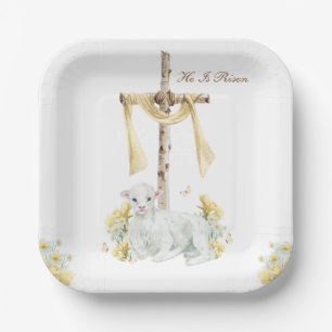 He Is Risen Christian Easter Personalized Paper Plate