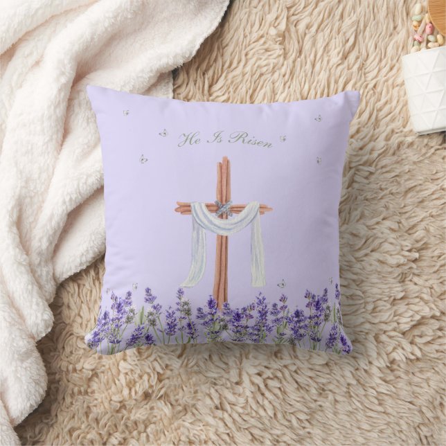 He Is Risen Christian Easter Personalized Throw Pillow (Blanket)