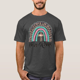 He Is Risen Christian Easter Rainbow Leopard Women T-Shirt