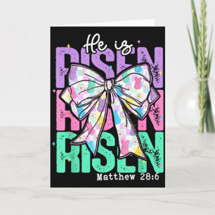 He Is Risen Christian Jesus Coquette Bow Bible Ver Card