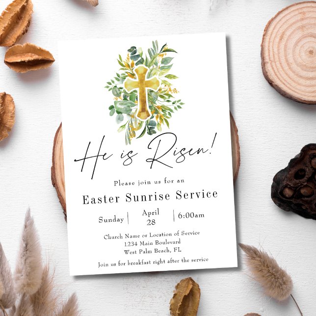 He is Risen Cross Church Easter Sunrise Service Invitation (Creator Uploaded)
