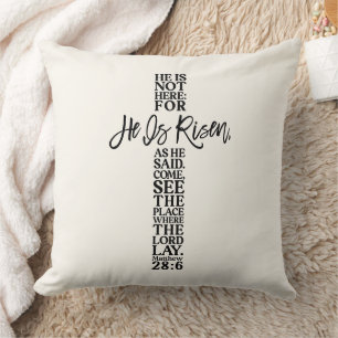 He Is Risen Cross Design Typography Throw Pillow