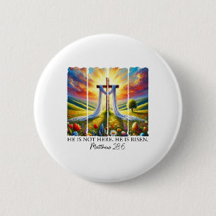 He Is Risen Cross Faith Resurrection Jesus Easter 2 Inch Round Button
