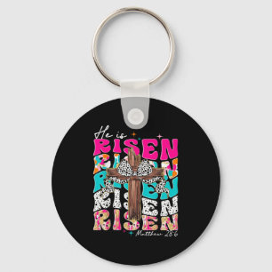 He Is Risen Cross Jesus Easter Christian Religious Keychain