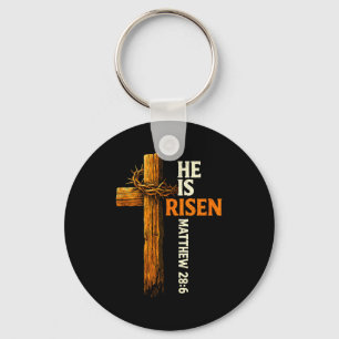 He is risen cross jesus religious christian faith keychain