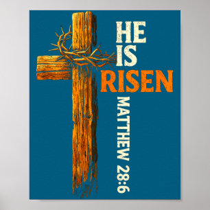 He is risen cross jesus religious christian faith poster