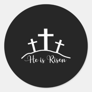 He Is Risen Cross Jesus Religious Easter Day Chris Classic Round Sticker