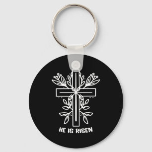 He Is Risen Cross Jesus Religious Easter Day Chris Keychain