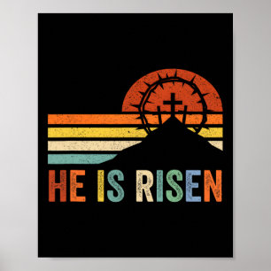 He Is Risen Cross Jesus Religious Easter Day Chris Poster