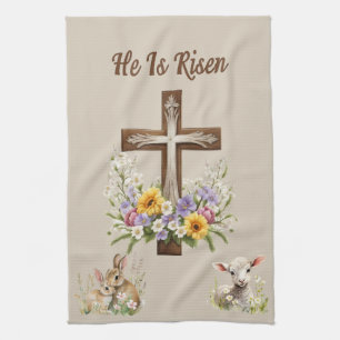 He Is Risen Cross  Kitchen Towel