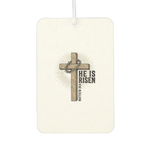 He Is Risen Cross Matthew 28_6 Vintage Christian D Air Freshener