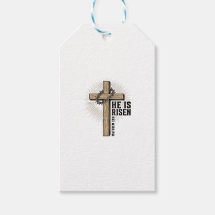 He Is Risen Cross Matthew 28_6 Vintage Christian D Gift Tags