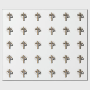 He Is Risen Cross Matthew 28_6 Vintage Christian D Wrapping Paper