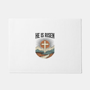 He Is Risen Cross Sunrise Christian Easter Shirt D Doormat