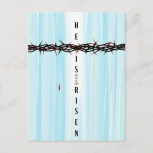 He Is Risen Crown of Thorns Cross Resurrection  Holiday Postcard