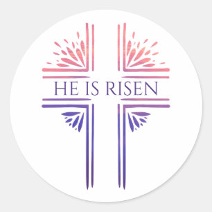 He Is Risen Custom Christian Easter Original Cross Classic Round Sticker