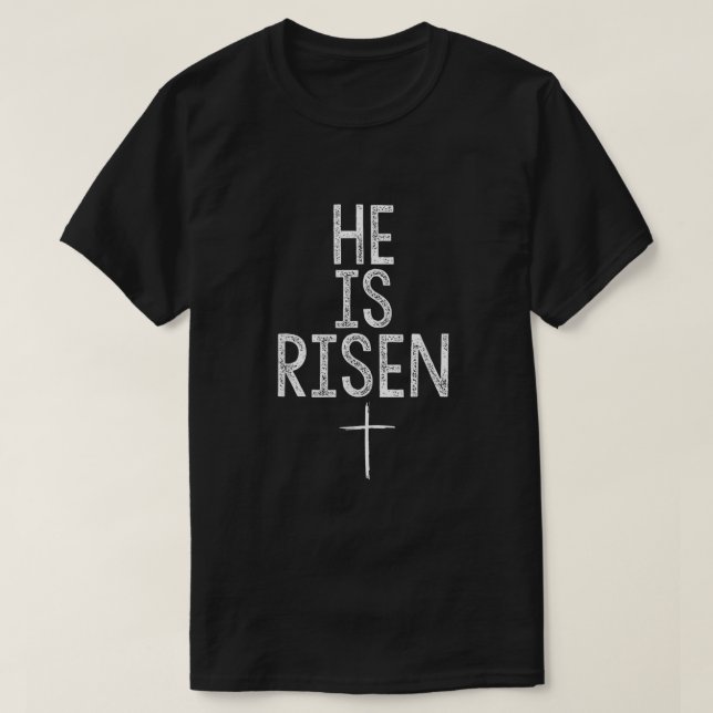 He Is Risen Cute Easter Cross Jesus Alive Church C T-Shirt (Design Front)