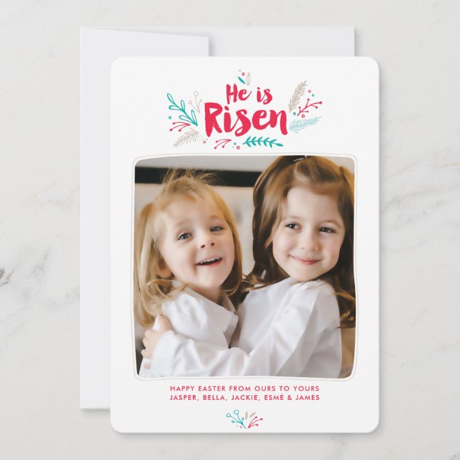 He is Risen Easter 4 Photo Flat Card (Front)