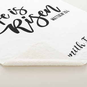 He is Risen Easter Blanket Sherpa Black & White