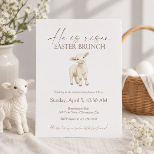 He Is Risen Easter Brunch Christian Resurrection Invitation