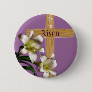 He is Risen Easter Button