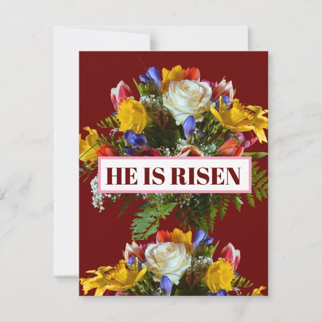HE IS RISEN EASTER CELEBRATION FLORAL  INVITATION (Front)
