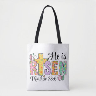 He Is Risen Easter Christian Tote Bag