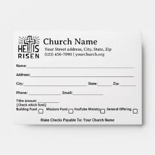 He Is Risen Easter Church Tithe Offer Collection Envelope
