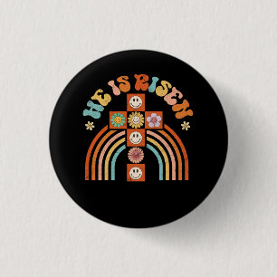 He Is Risen Easter Cross Christians Religious Hipp 1 Inch Round Button