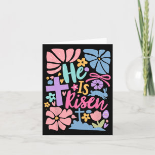 He Is Risen Easter Cross Coquette Jesus Christian  Card