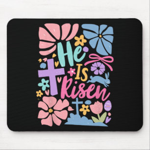 He Is Risen Easter Cross Coquette Jesus Christian Mouse Pad