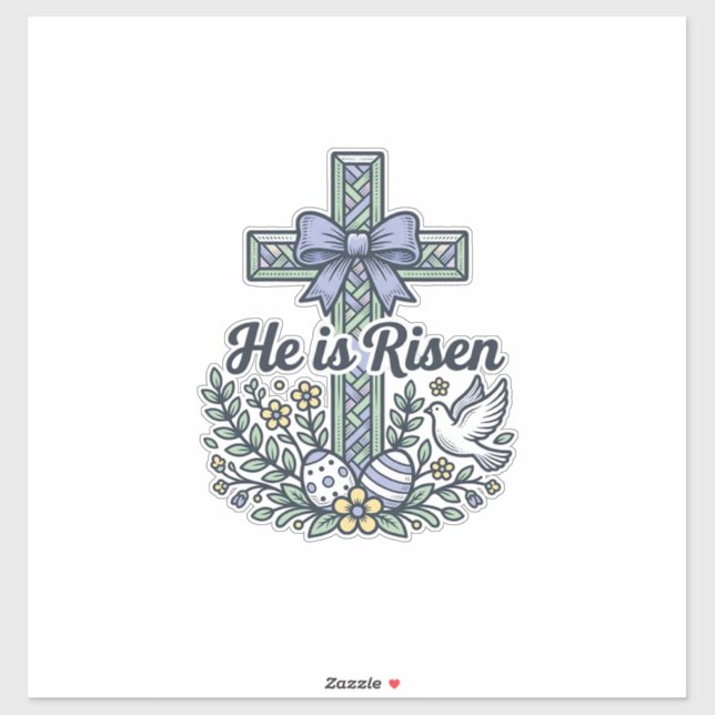 He Is Risen Easter Cross Vintage Vector (Sheet)