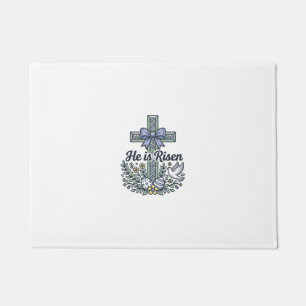 He Is Risen Easter Cross Vintage Vector Doormat