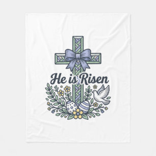 He Is Risen Easter Cross Vintage Vector Fleece Blanket