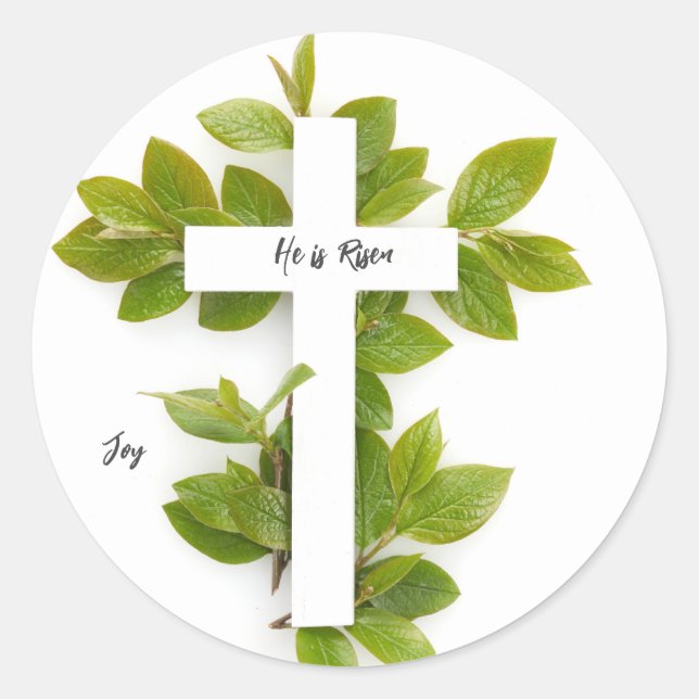 He is Risen/Easter editable text   Classic Round Sticker (Front)
