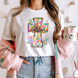 He is Risen Easter Floral Cross Tee;  Easter Boho  T-Shirt