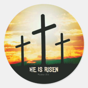 HE IS RISEN - EASTER ILLUSTRATION CLASSIC ROUND STICKER