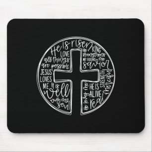He Is Risen Easter Jesus Christian Cross Jesus Chr Mouse Pad