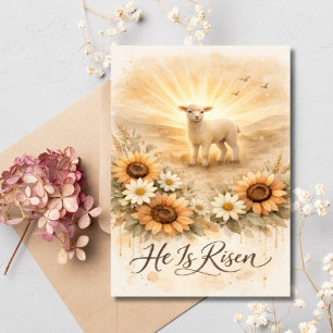 He is Risen Easter Lamb Christian Religious  Holiday Card