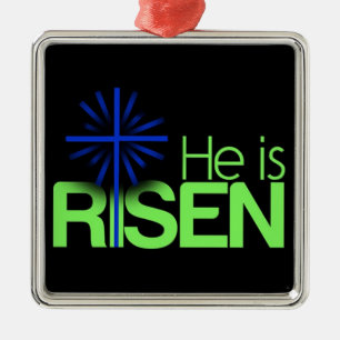 "HE IS RISEN" EASTER METAL ORNAMENT