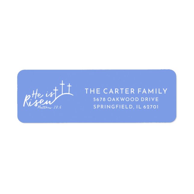 He is Risen Easter Minimal Cross Religious Blue (Front)