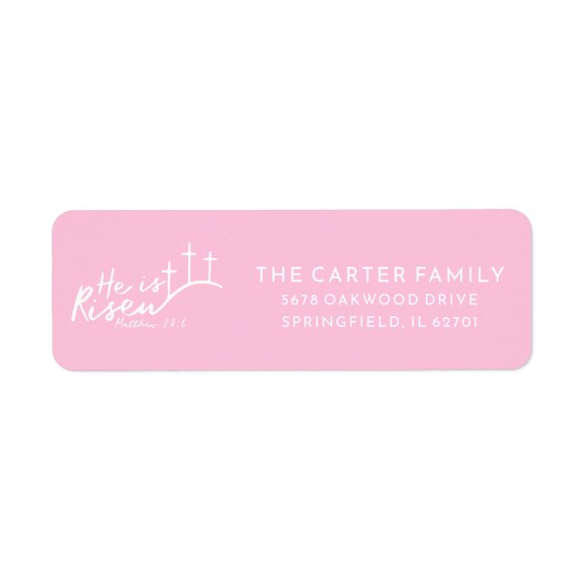 He is Risen Easter Minimal Cross Religious Pink (Front)