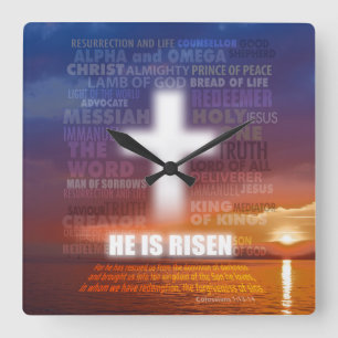 He is Risen - Easter Square Wall Clock