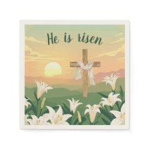 He is risen Easter Sunrise Paper Napkin