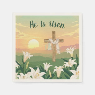 He is risen Easter Sunrise Paper Napkin