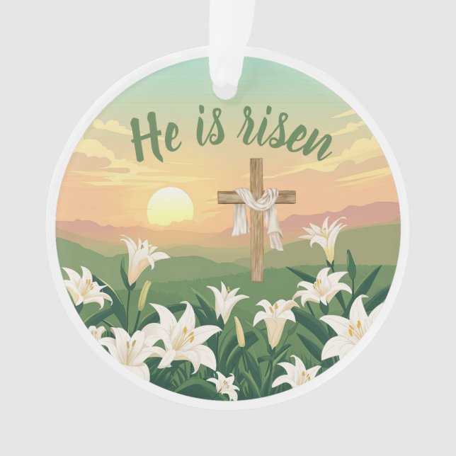 He is Risen Easter Sunrise Personalized Ornament (devant)