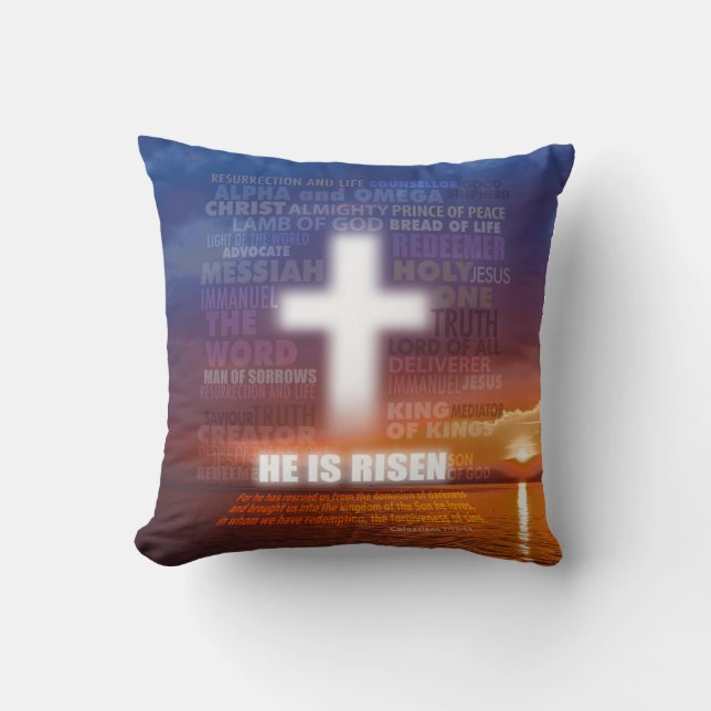 He is Risen - Easter Throw Pillow (Front)