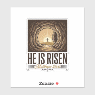 He Is Risen Easter Tomb Cross Vintage Christian Sh